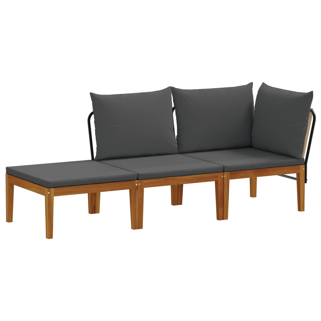 vidaXL 3 pcs Solidne drewno akacjowe i lina naturalny
