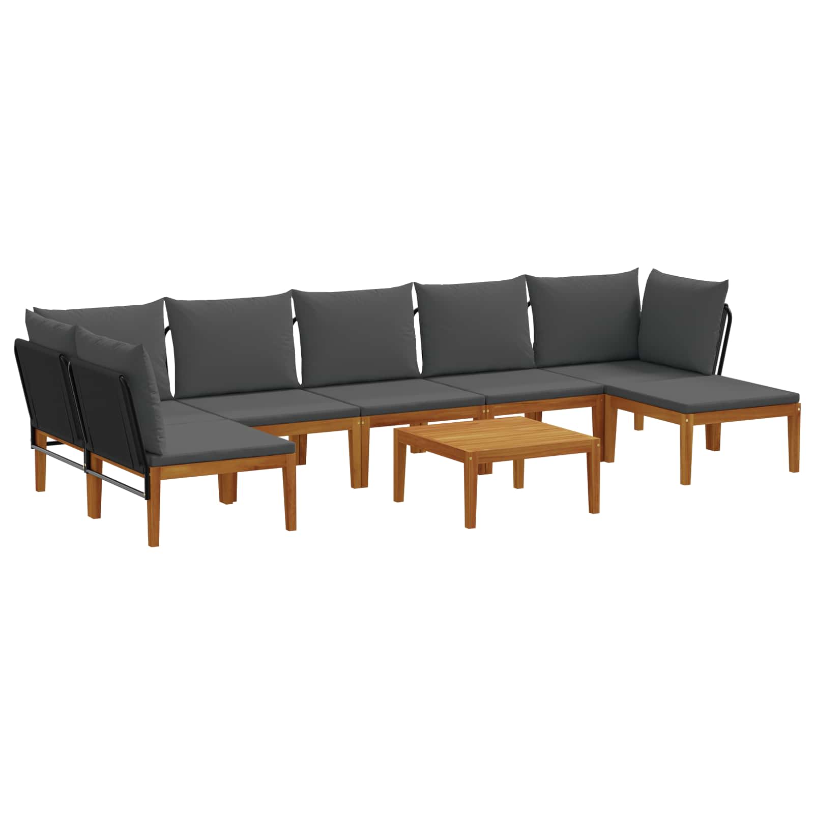 vidaXL 8 pcs Solidne drewno akacjowe i lina naturalny