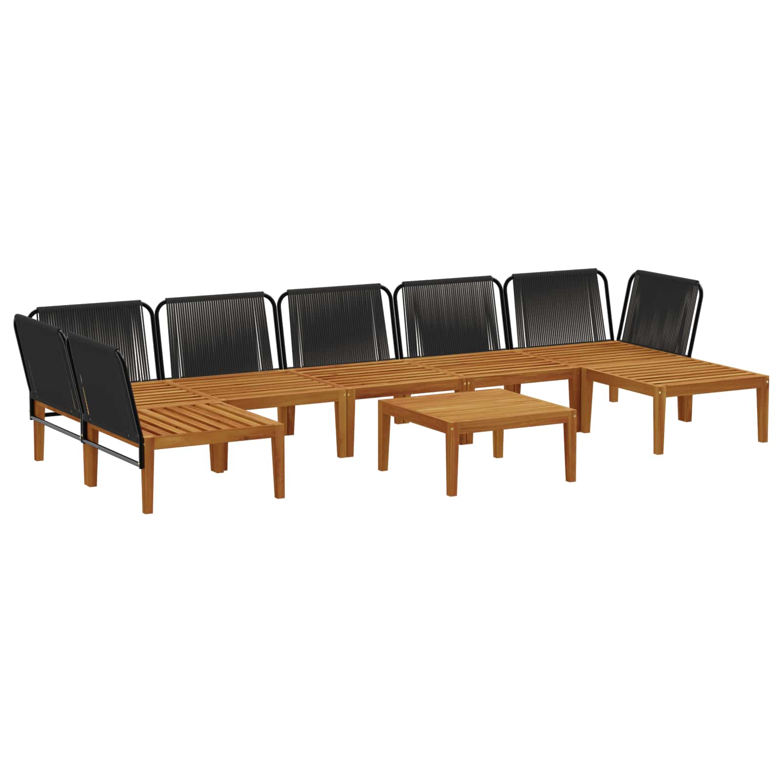 vidaXL 8 pcs Solidne drewno akacjowe i lina naturalny