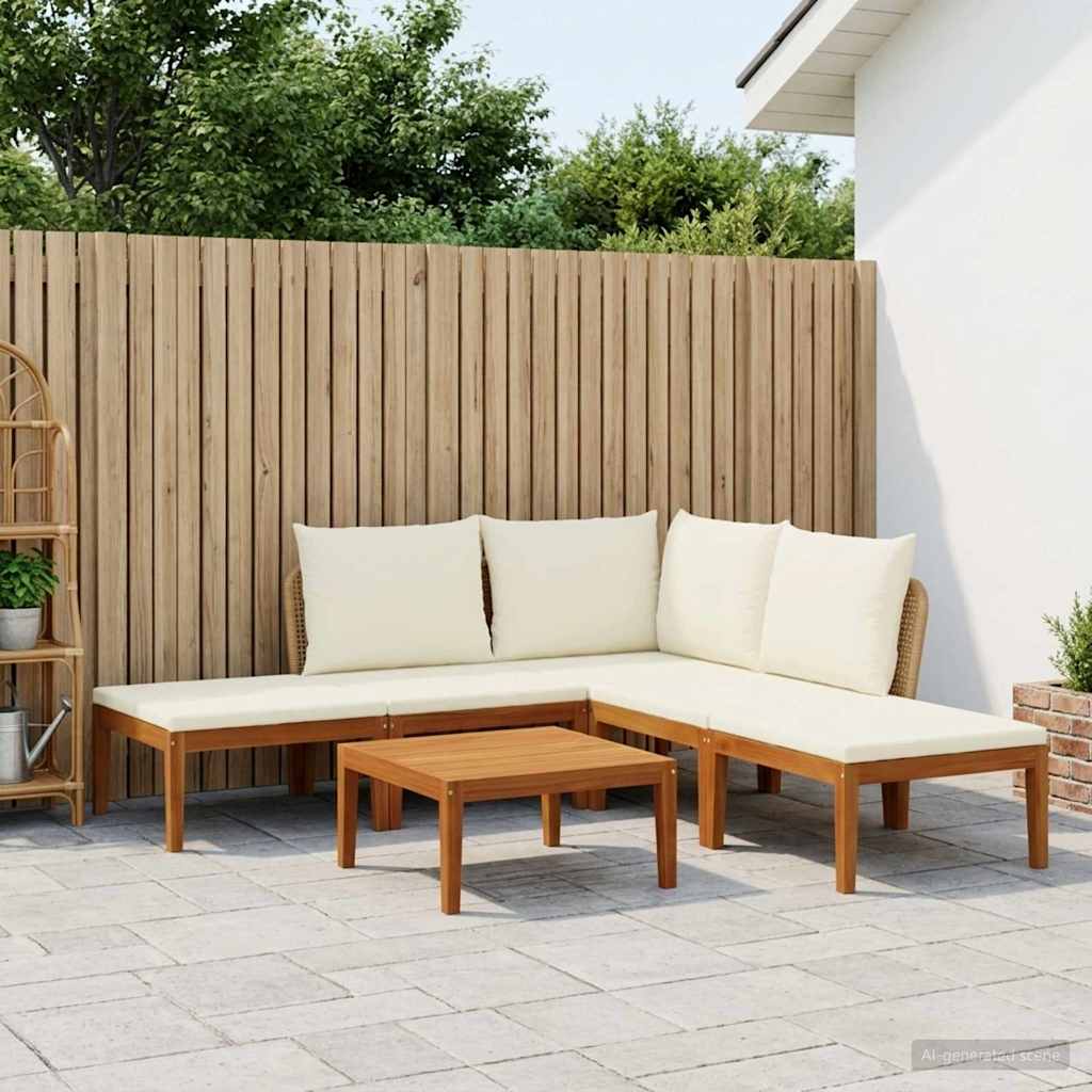 vidaXL 6 pcs Solidne drewno akacjowe i lina naturalny