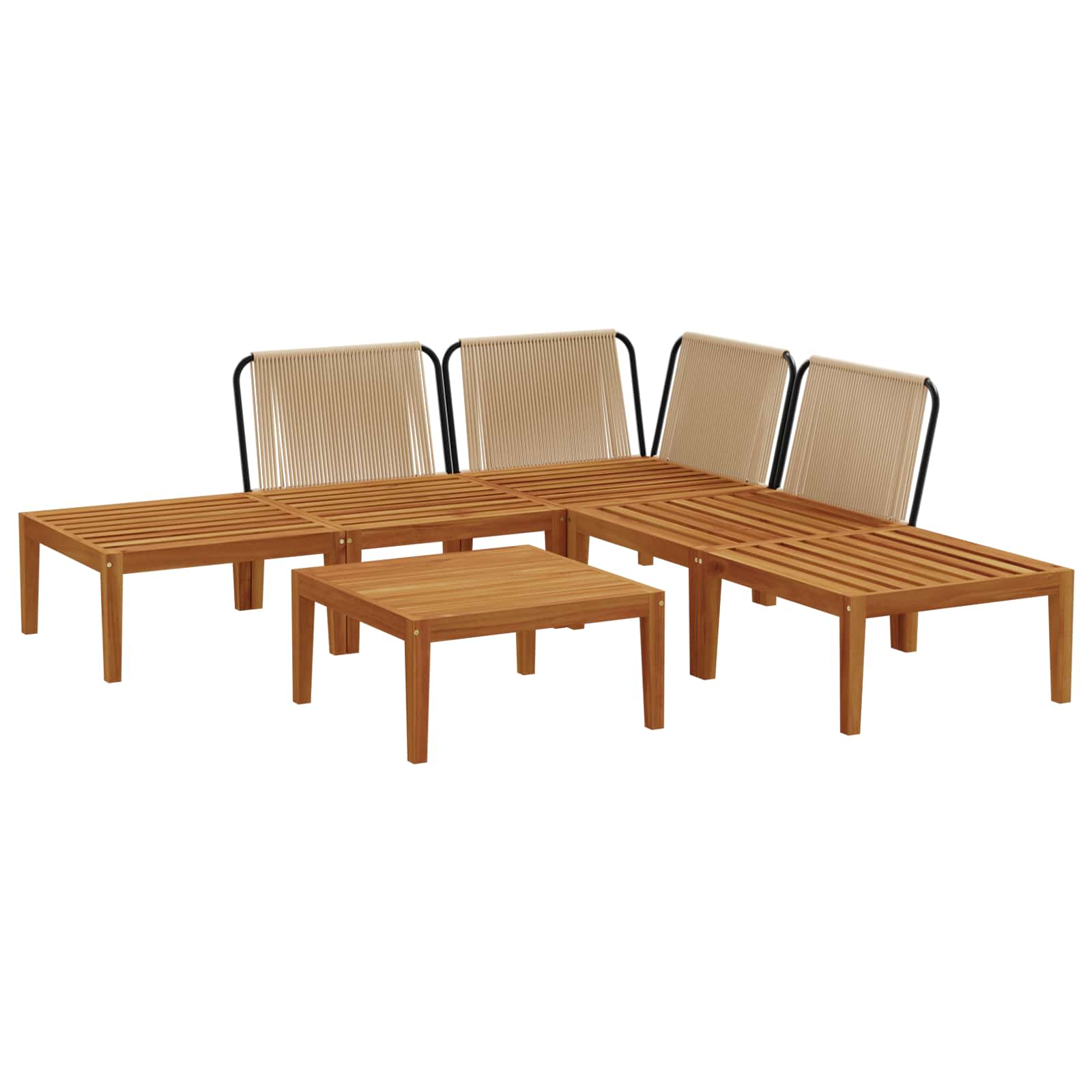 vidaXL 6 pcs Solidne drewno akacjowe i lina naturalny