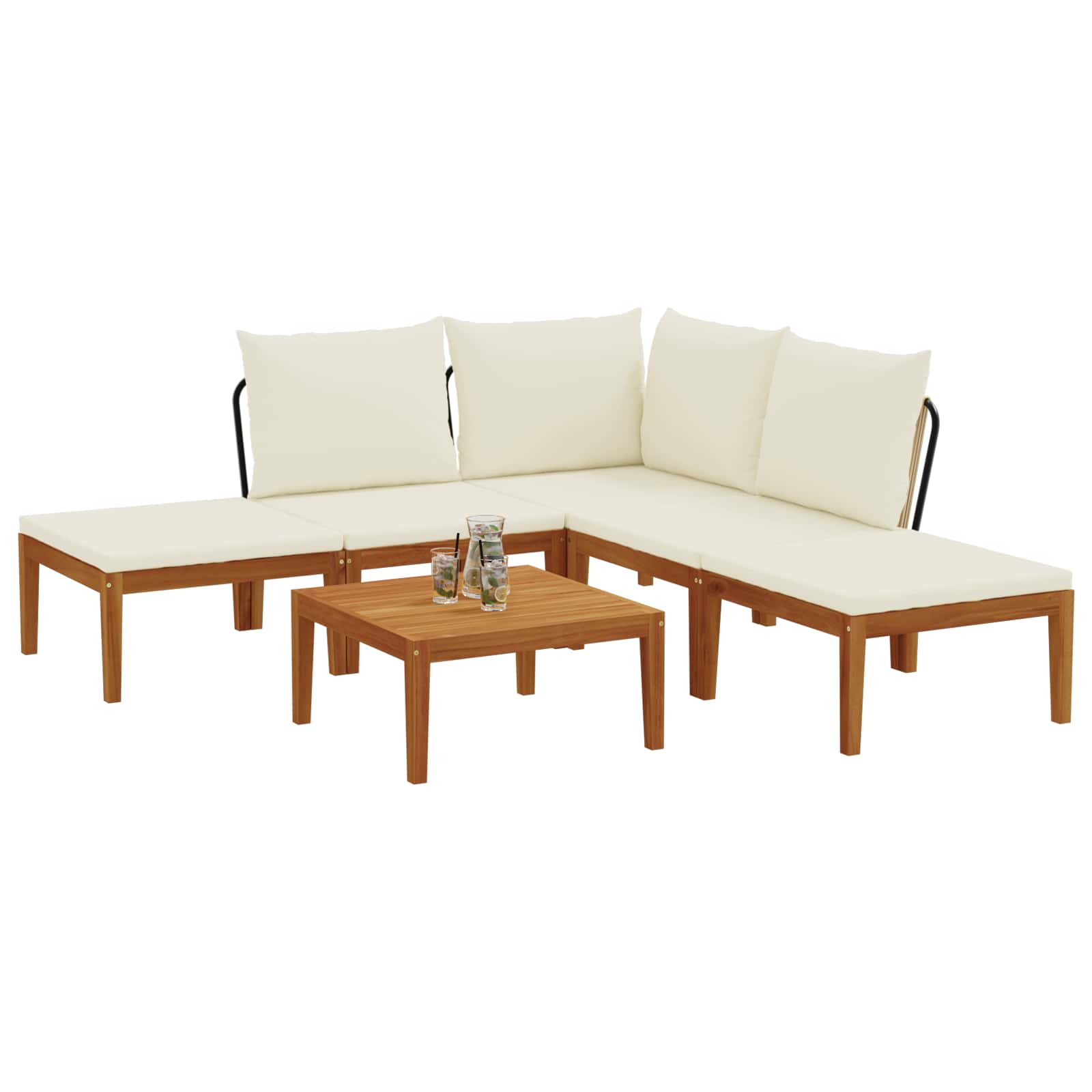 vidaXL 6 pcs Solidne drewno akacjowe i lina naturalny