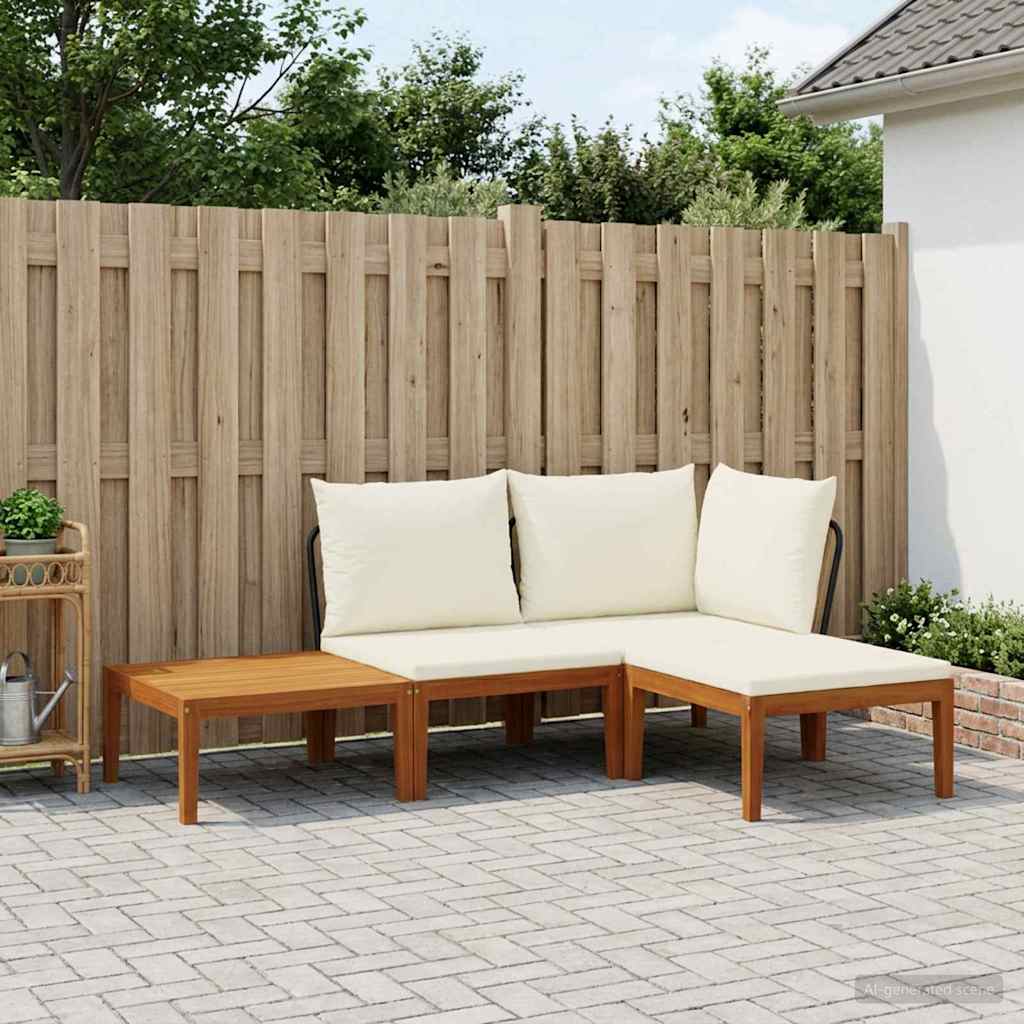 vidaXL 4 pcs Solidne drewno akacjowe i lina naturalny