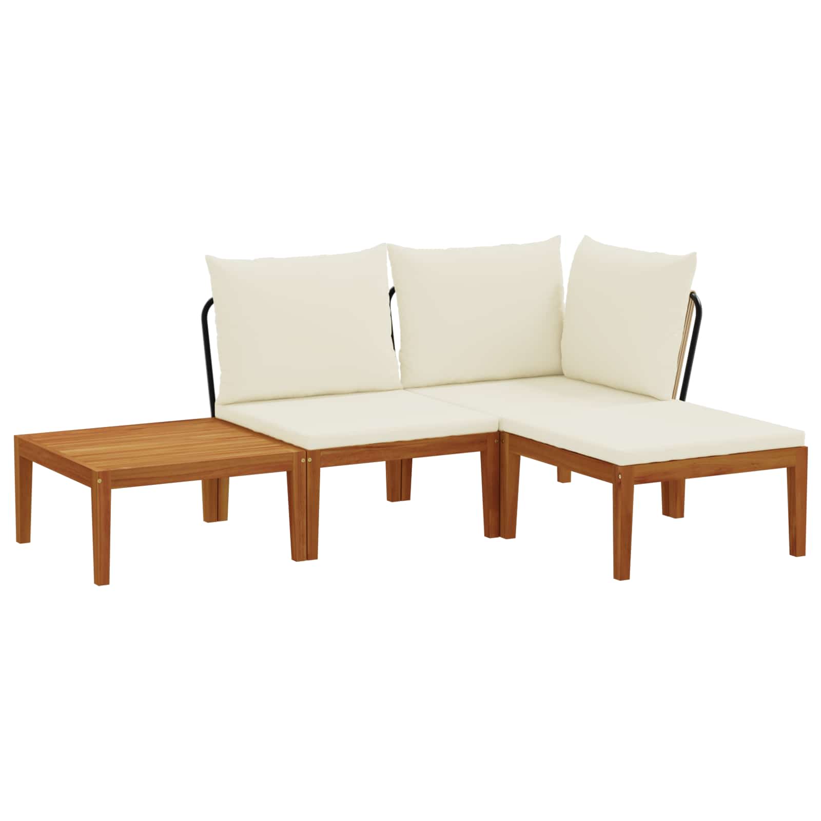 vidaXL 4 pcs Solidne drewno akacjowe i lina naturalny