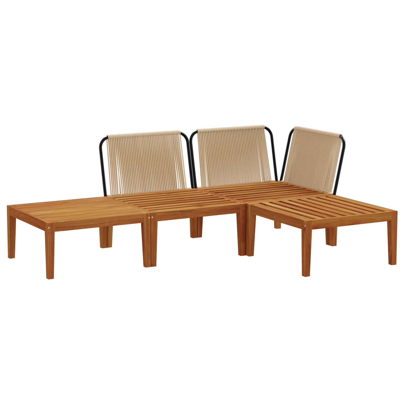 vidaXL 4 pcs Solidne drewno akacjowe i lina naturalny