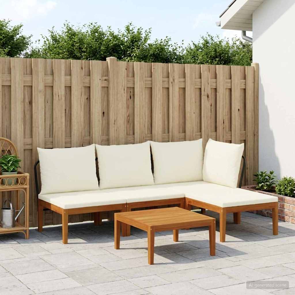vidaXL 5 pcs Solidne drewno akacjowe i lina naturalny