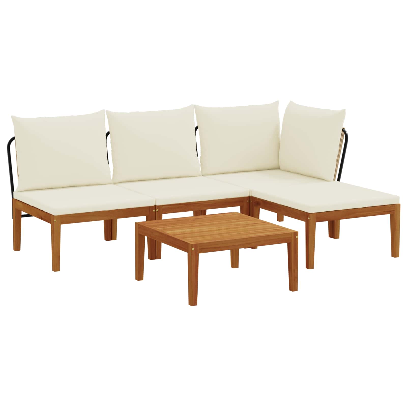 vidaXL 5 pcs Solidne drewno akacjowe i lina naturalny