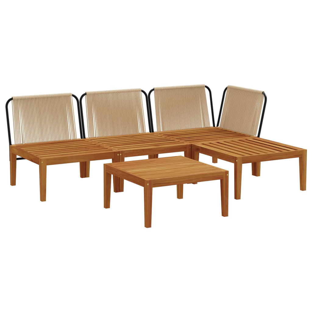 vidaXL 5 pcs Solidne drewno akacjowe i lina naturalny