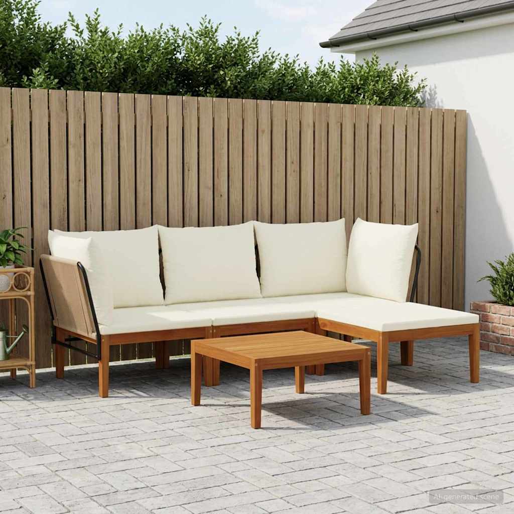 vidaXL 5 pcs Solidne drewno akacjowe i lina naturalny