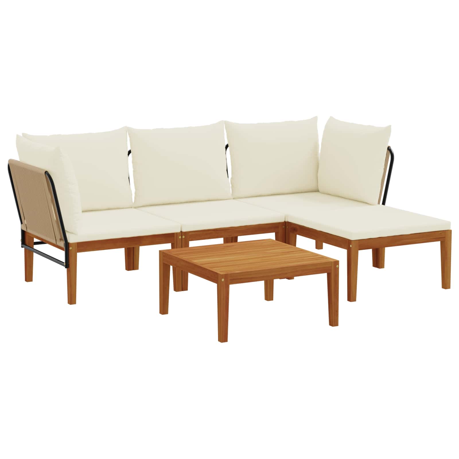 vidaXL 5 pcs Solidne drewno akacjowe i lina naturalny
