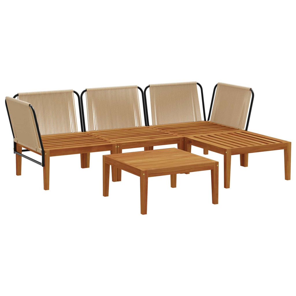 vidaXL 5 pcs Solidne drewno akacjowe i lina naturalny