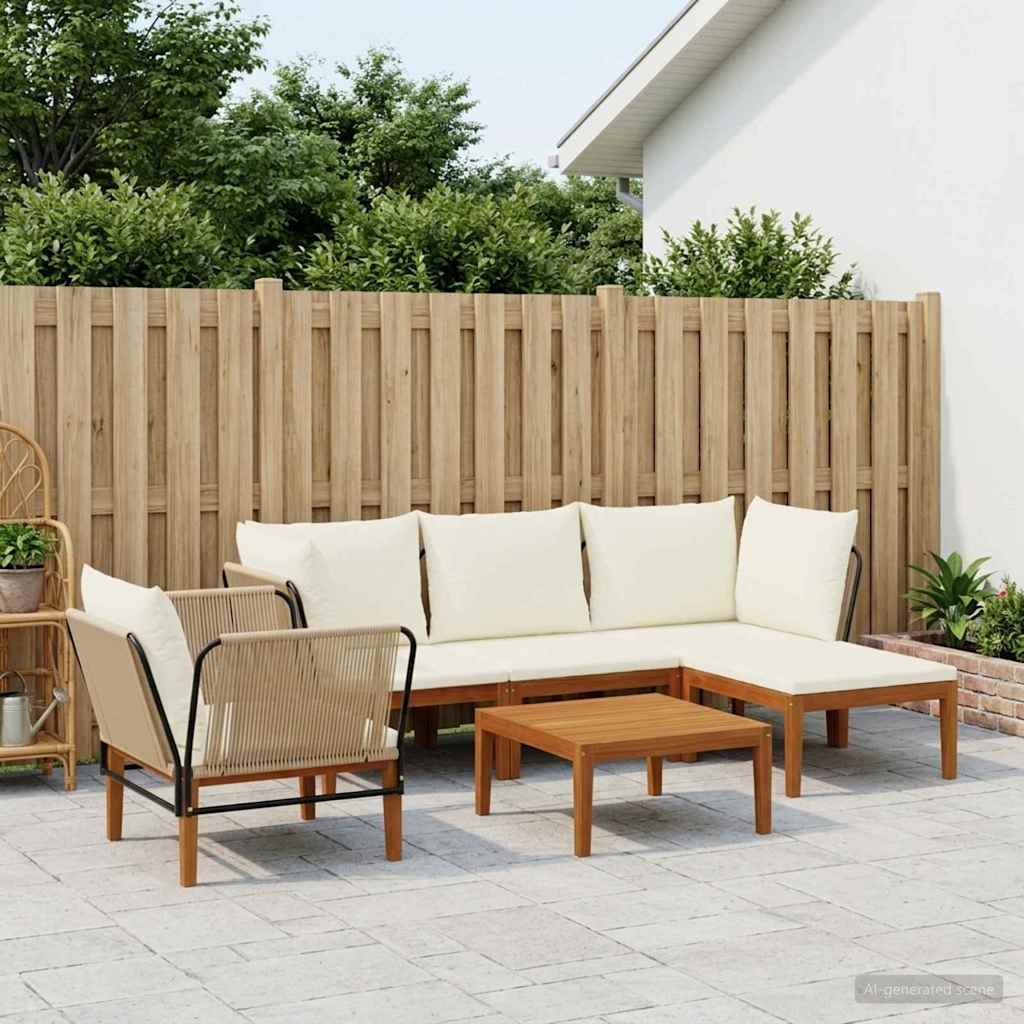 vidaXL 6 pcs Solidne drewno akacjowe i lina naturalny