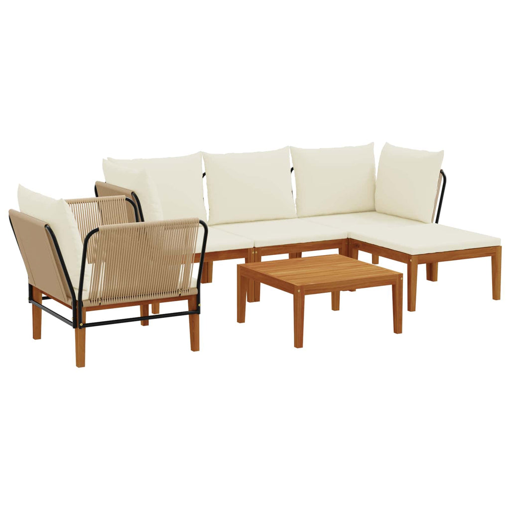 vidaXL 6 pcs Solidne drewno akacjowe i lina naturalny