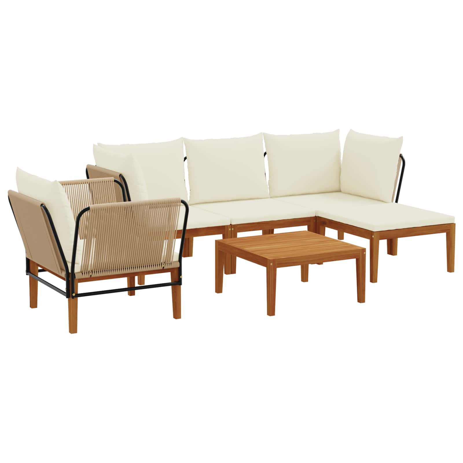 vidaXL 6 pcs Solidne drewno akacjowe i lina naturalny