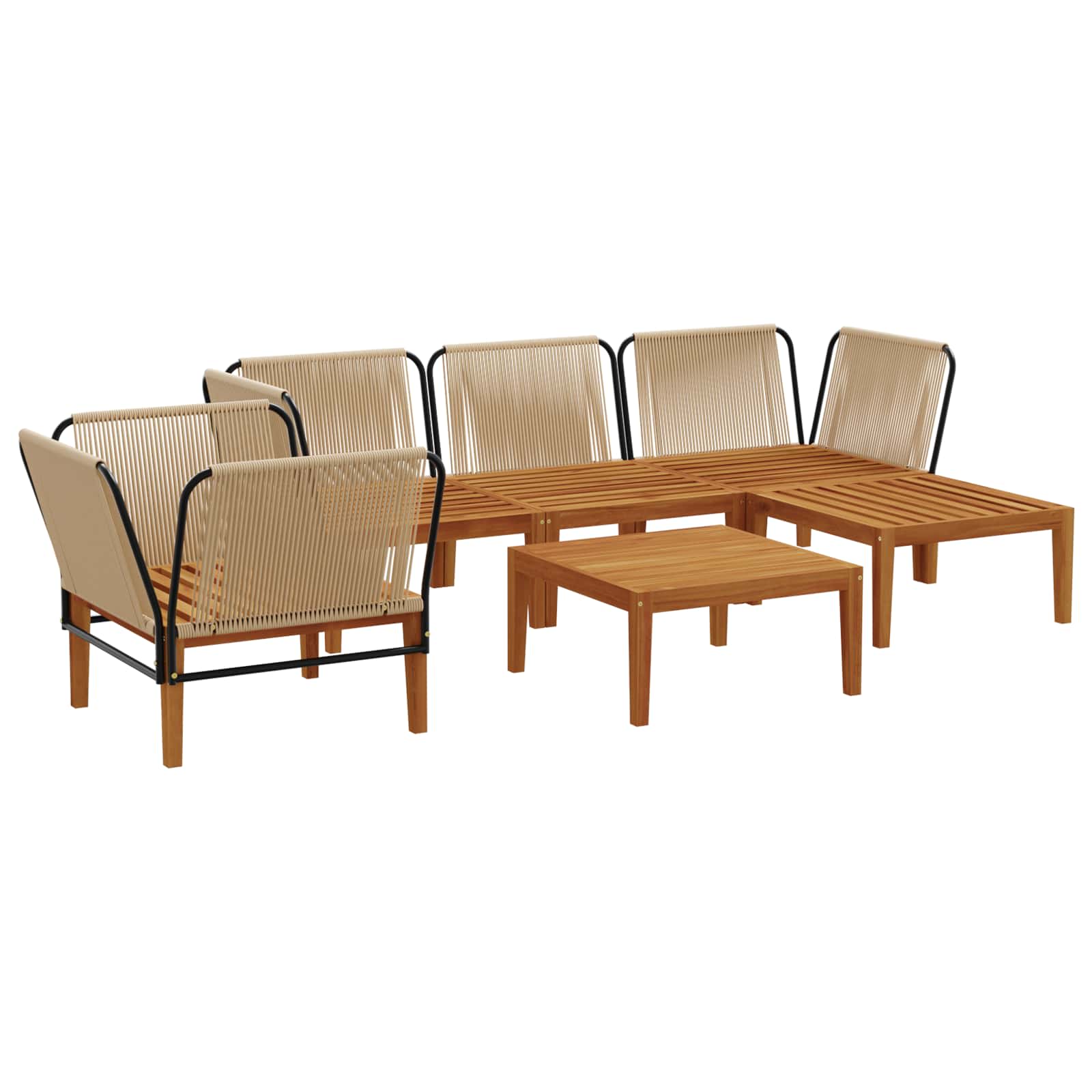vidaXL 6 pcs Solidne drewno akacjowe i lina naturalny