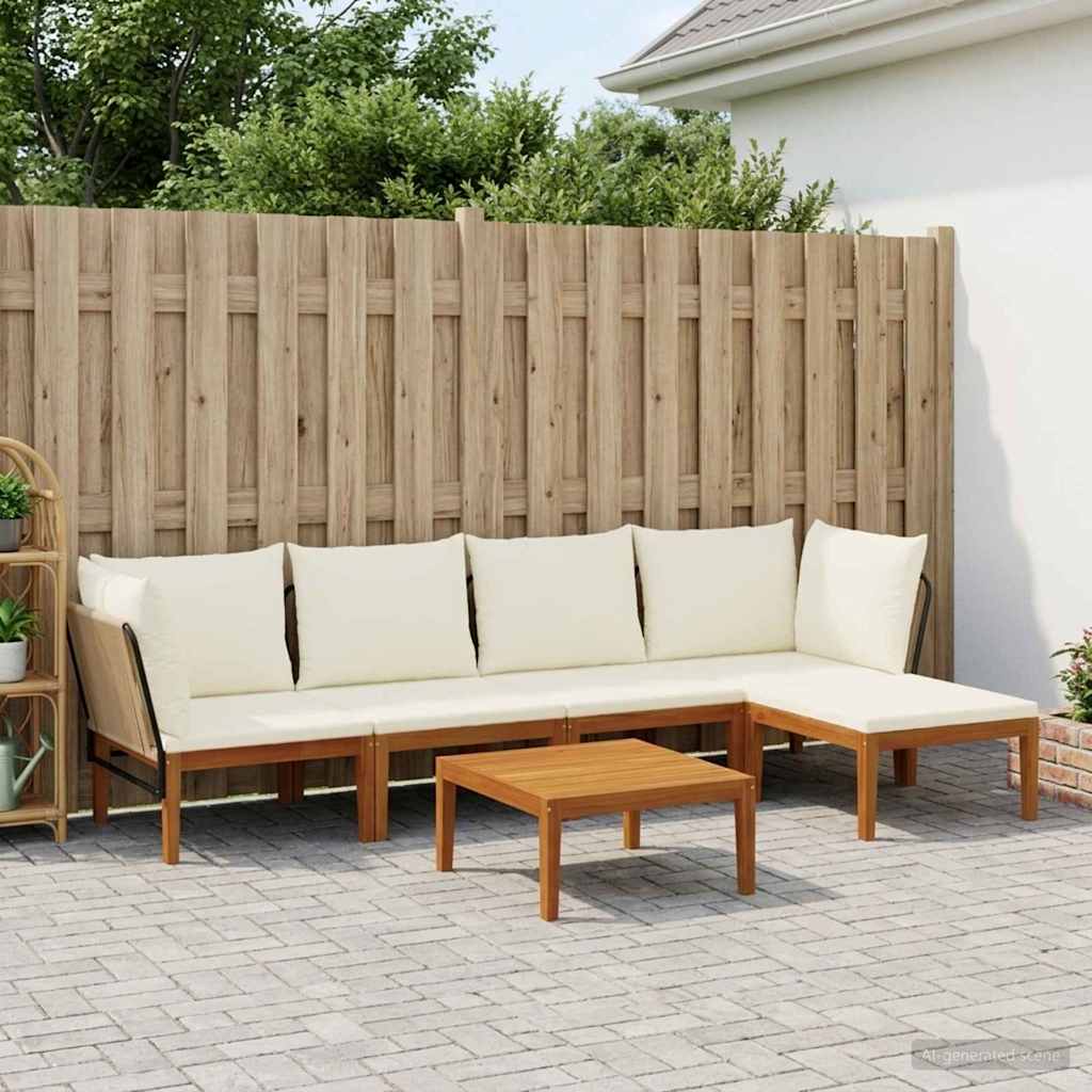 vidaXL 6 pcs Solidne drewno akacjowe i lina naturalny