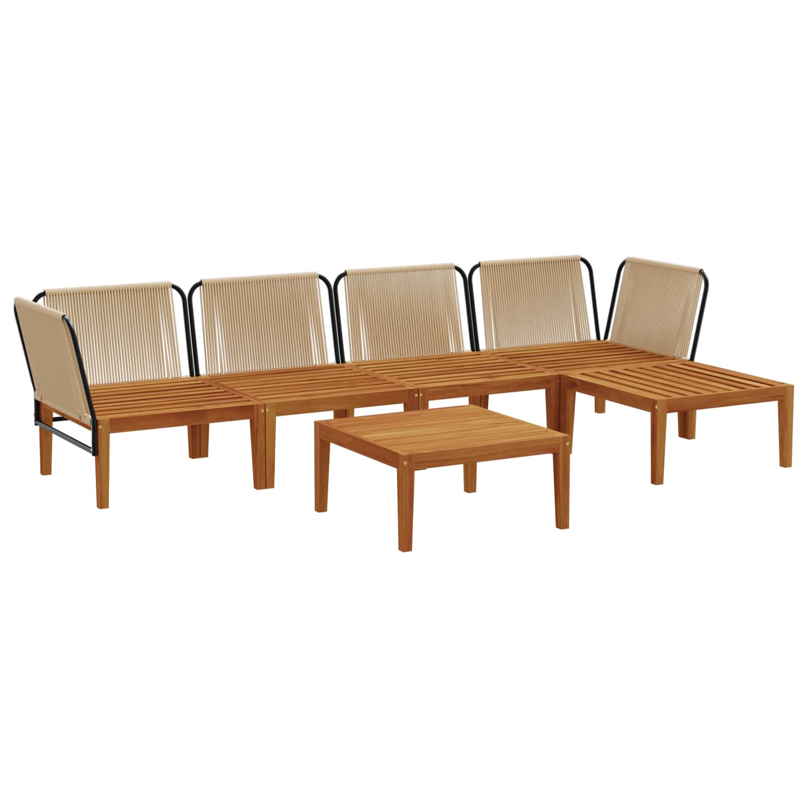 vidaXL 6 pcs Solidne drewno akacjowe i lina naturalny
