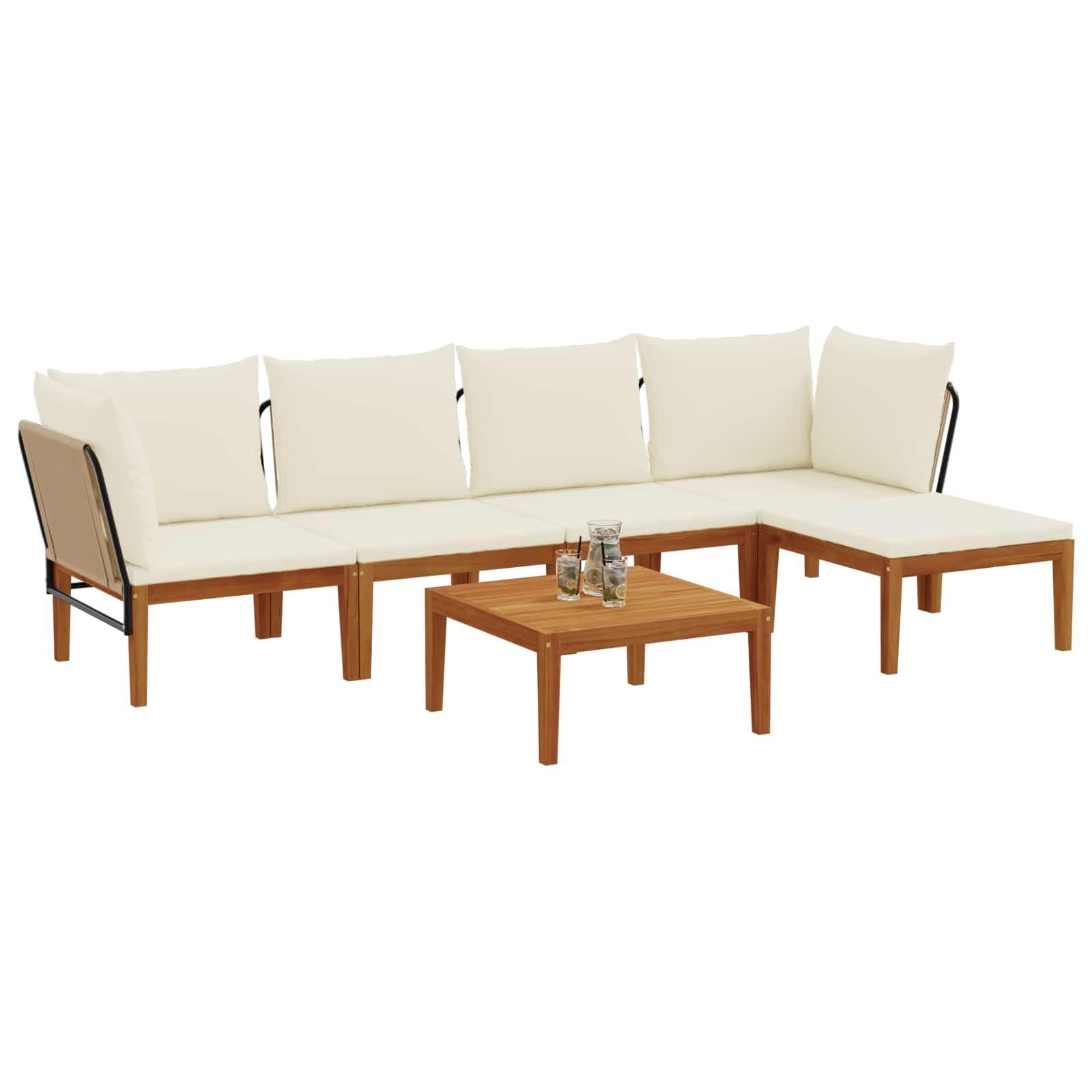 vidaXL 6 pcs Solidne drewno akacjowe i lina naturalny