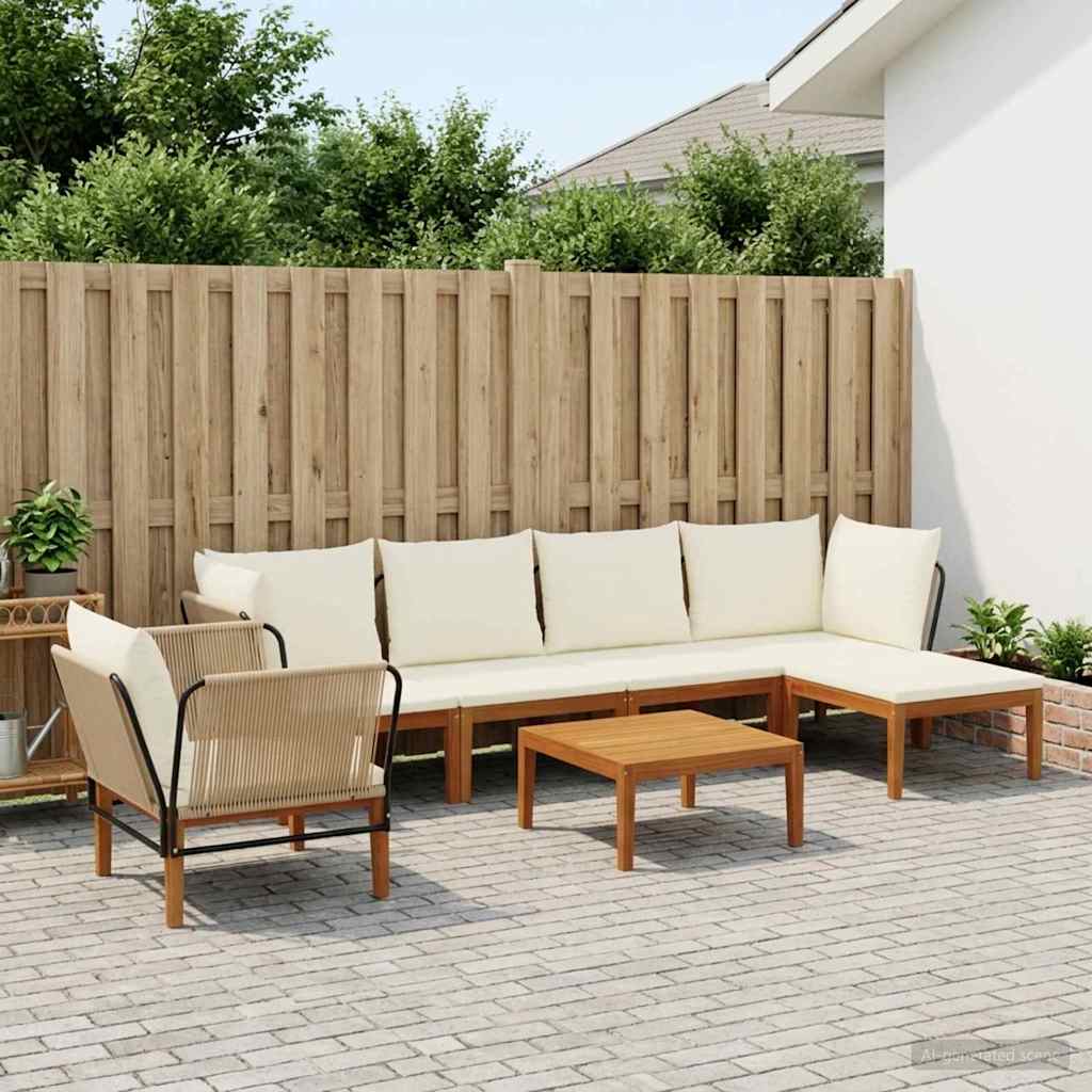 vidaXL 7 pcs Solidne drewno akacjowe i lina naturalny