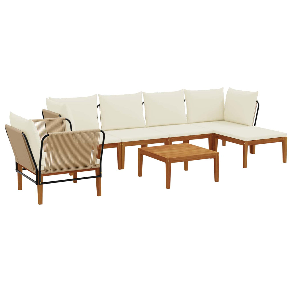 vidaXL 7 pcs Solidne drewno akacjowe i lina naturalny