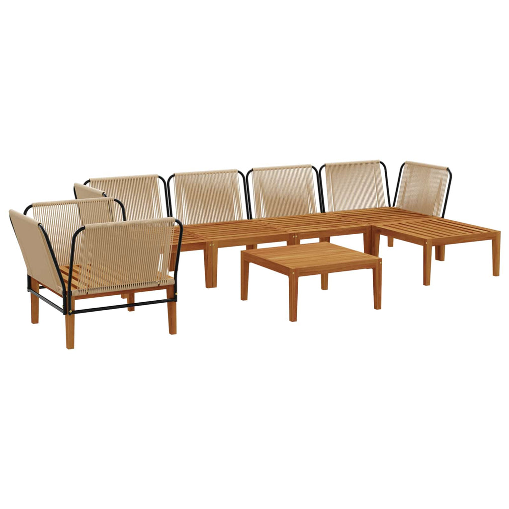 vidaXL 7 pcs Solidne drewno akacjowe i lina naturalny