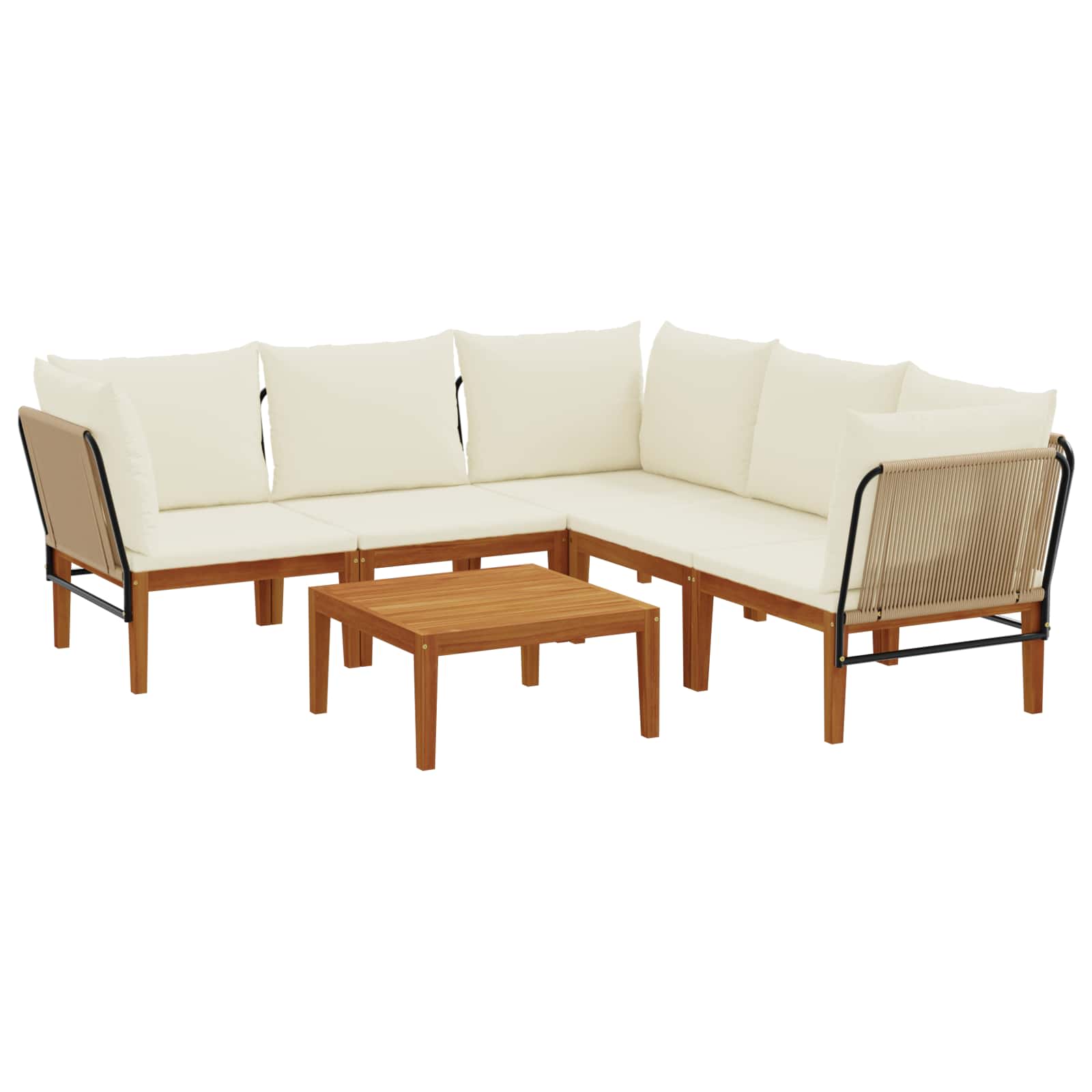 vidaXL 6 pcs Solidne drewno akacjowe i lina naturalny