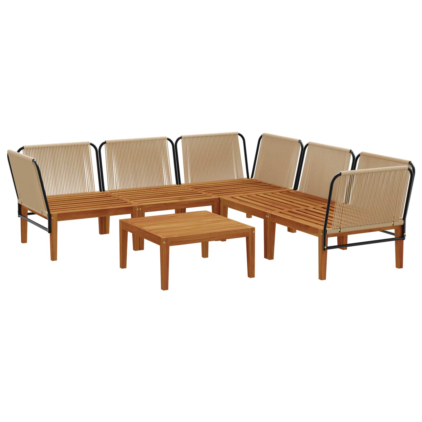 vidaXL 6 pcs Solidne drewno akacjowe i lina naturalny