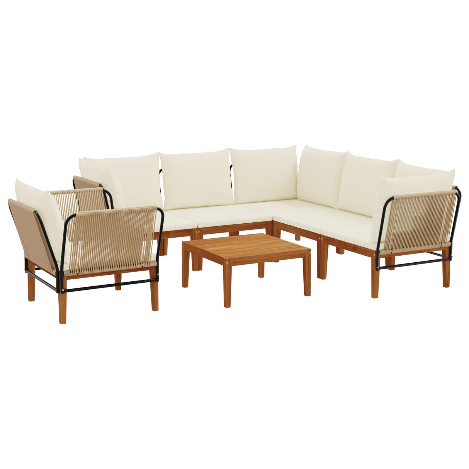 vidaXL 7 pcs Solidne drewno akacjowe i lina naturalny