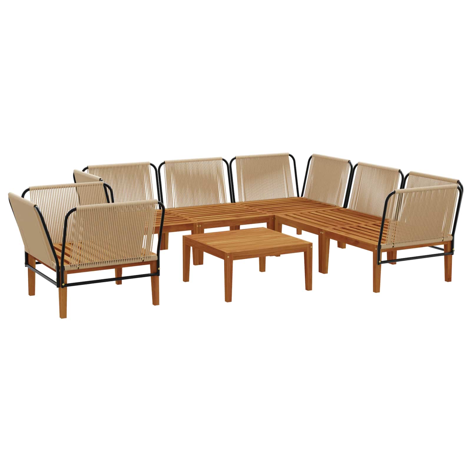 vidaXL 7 pcs Solidne drewno akacjowe i lina naturalny