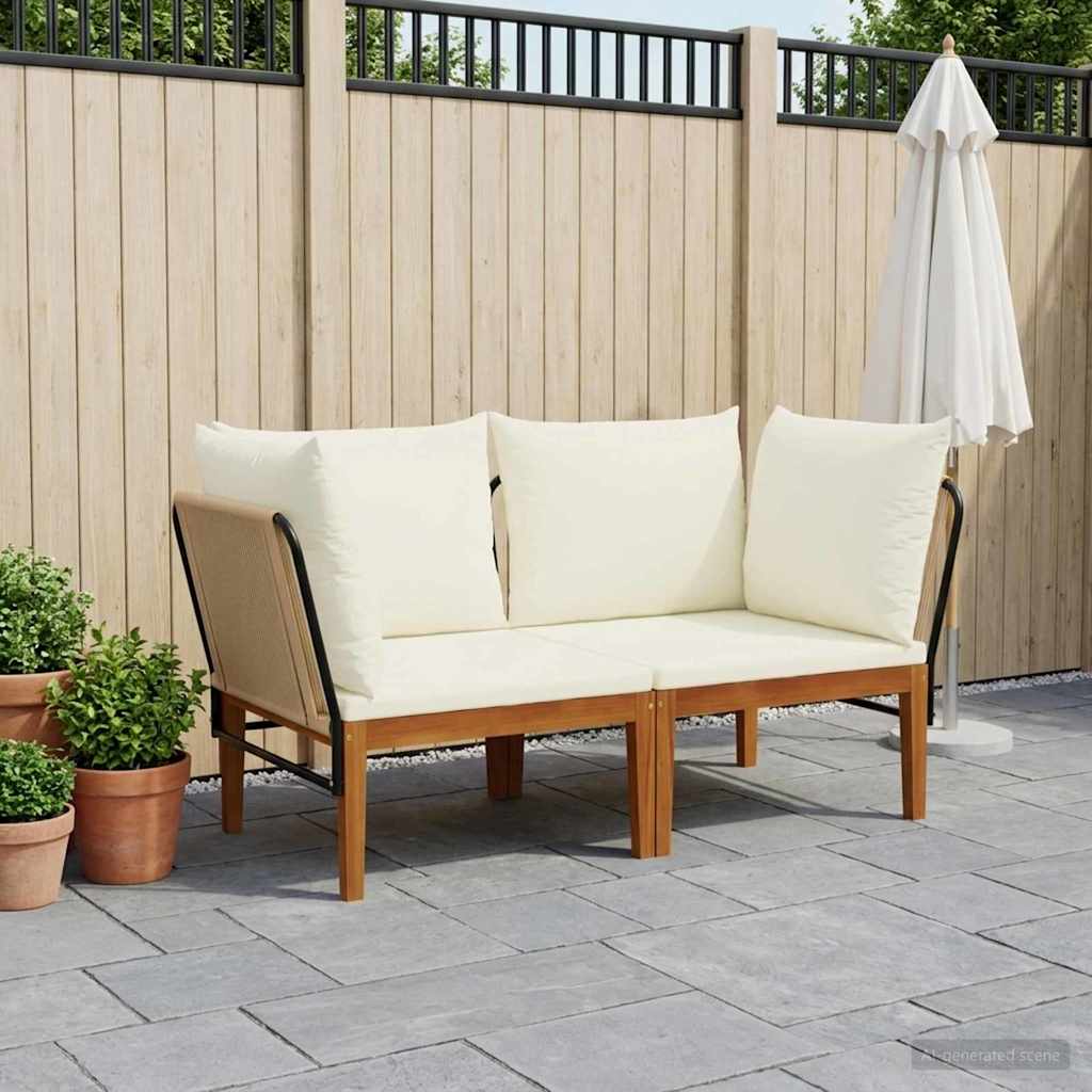 vidaXL 2 pcs Solidne drewno akacjowe i lina naturalny