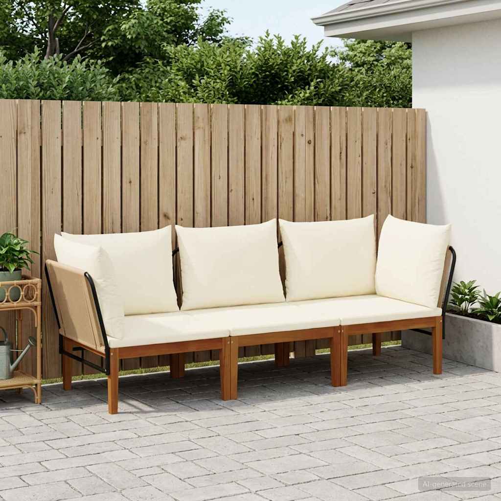 vidaXL 3 pcs Solidne drewno akacjowe i lina naturalny
