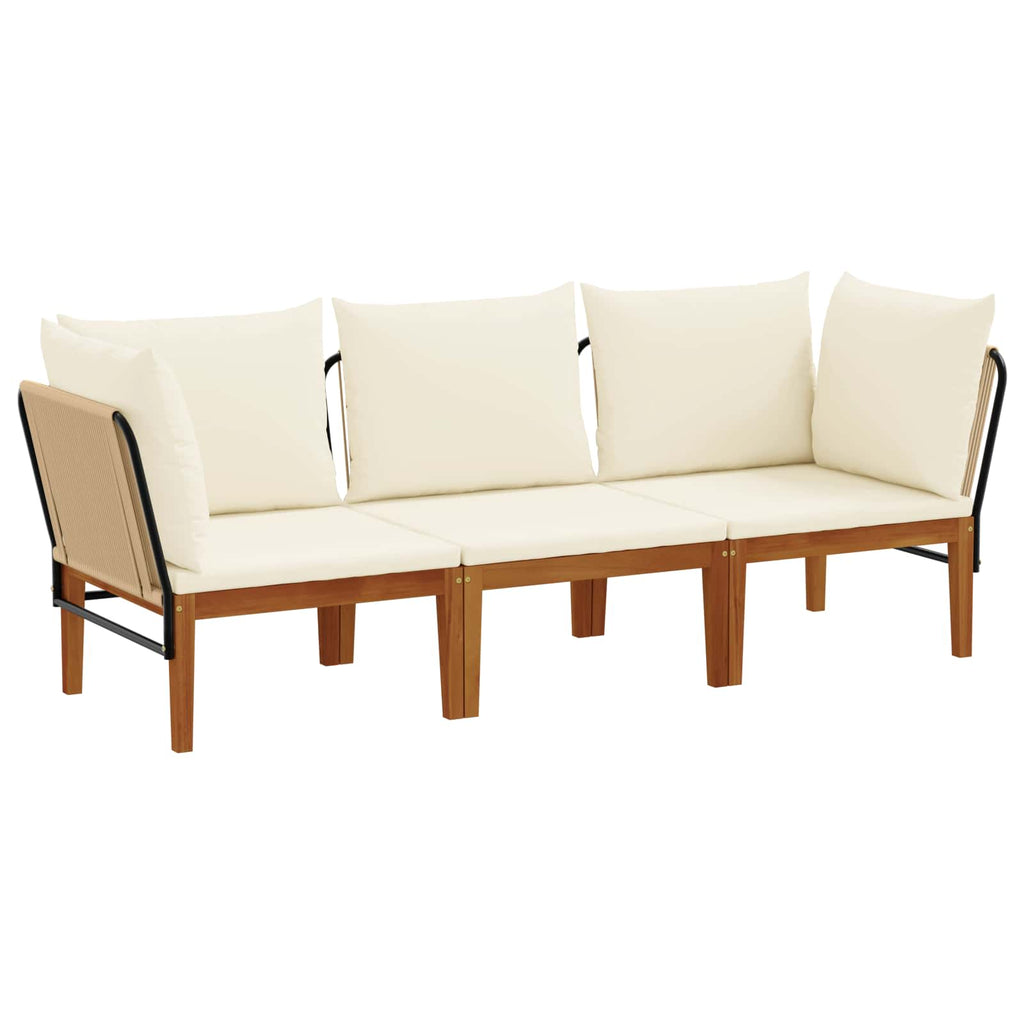 vidaXL 3 pcs Solidne drewno akacjowe i lina naturalny