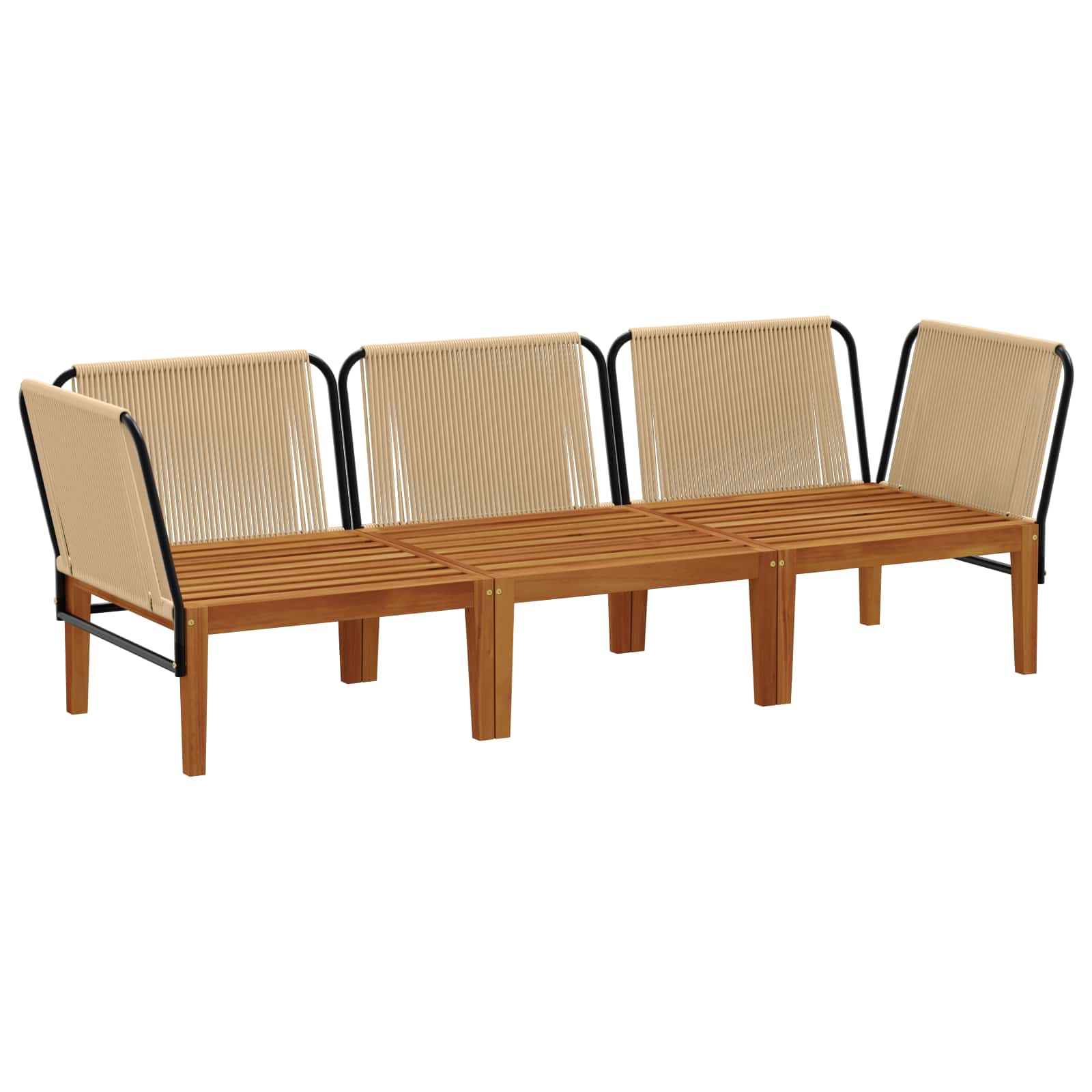 vidaXL 3 pcs Solidne drewno akacjowe i lina naturalny