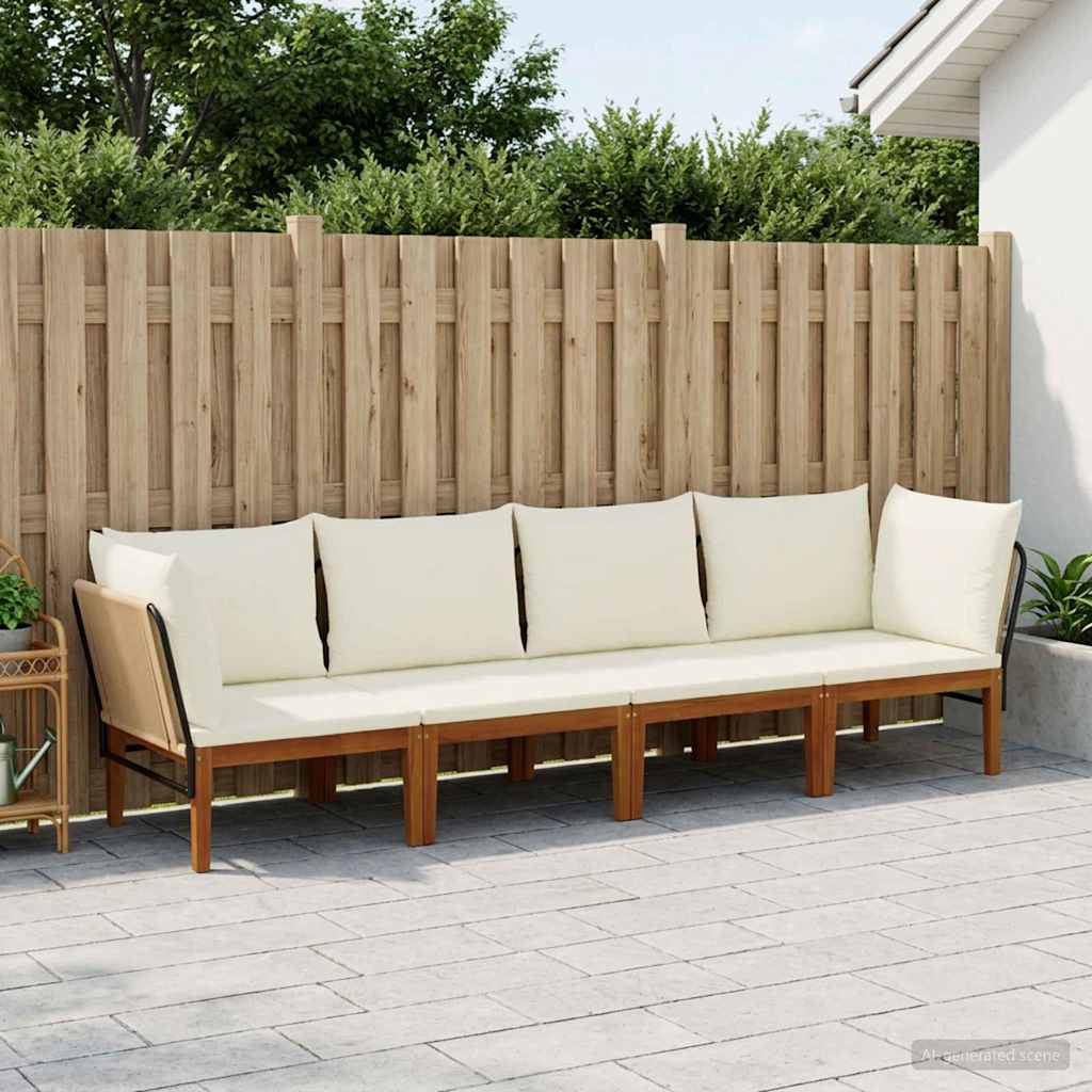vidaXL 4 pcs Solidne drewno akacjowe i lina naturalny