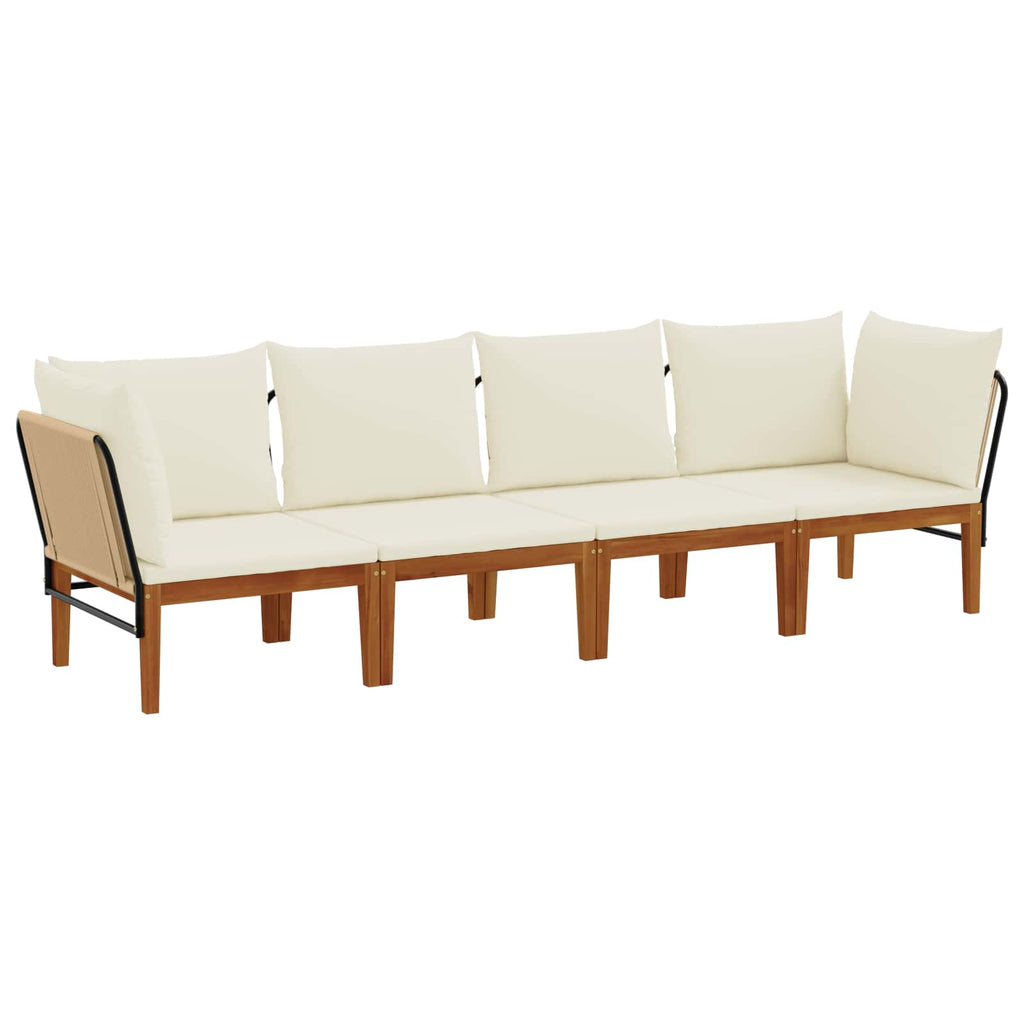 vidaXL 4 pcs Solidne drewno akacjowe i lina naturalny