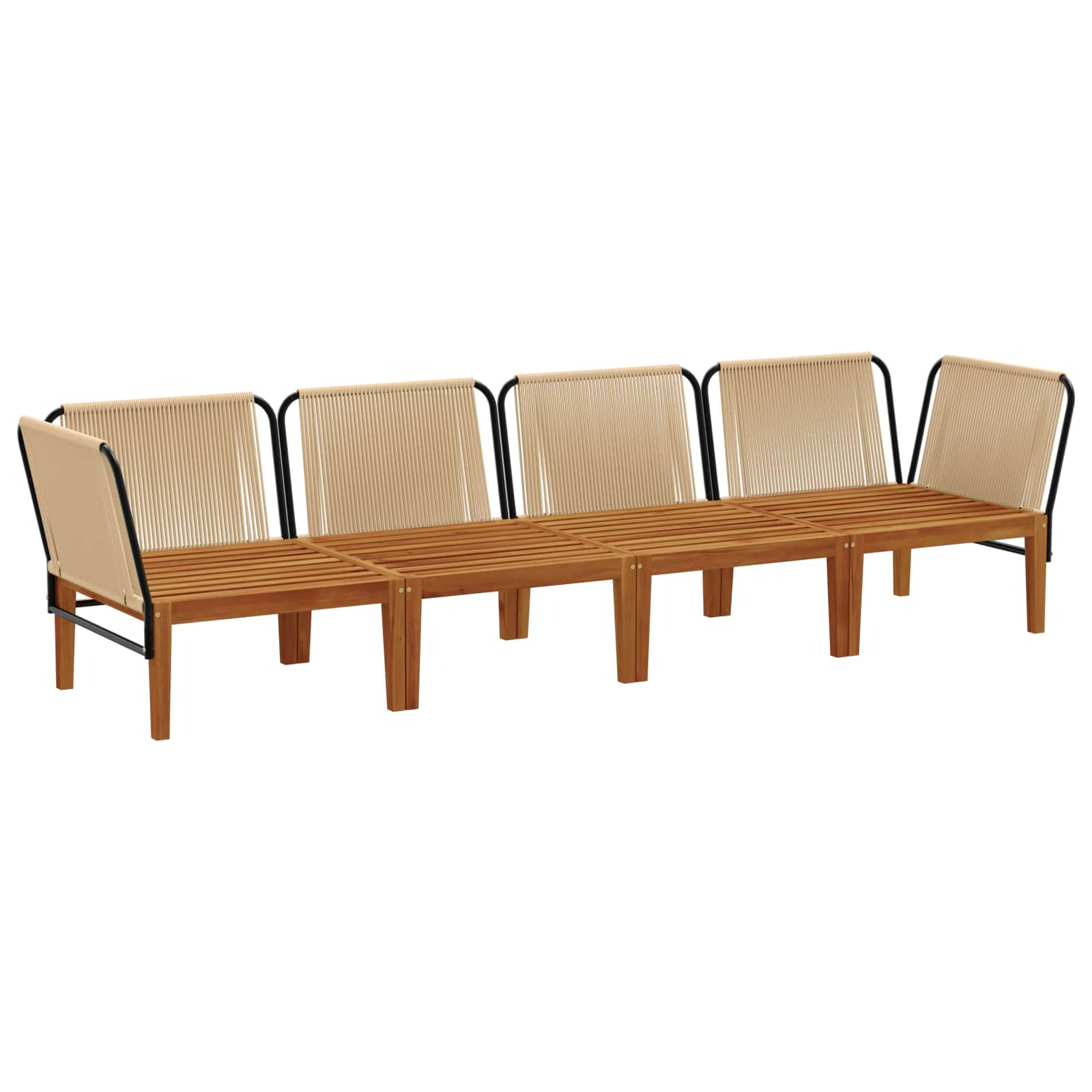 vidaXL 4 pcs Solidne drewno akacjowe i lina naturalny