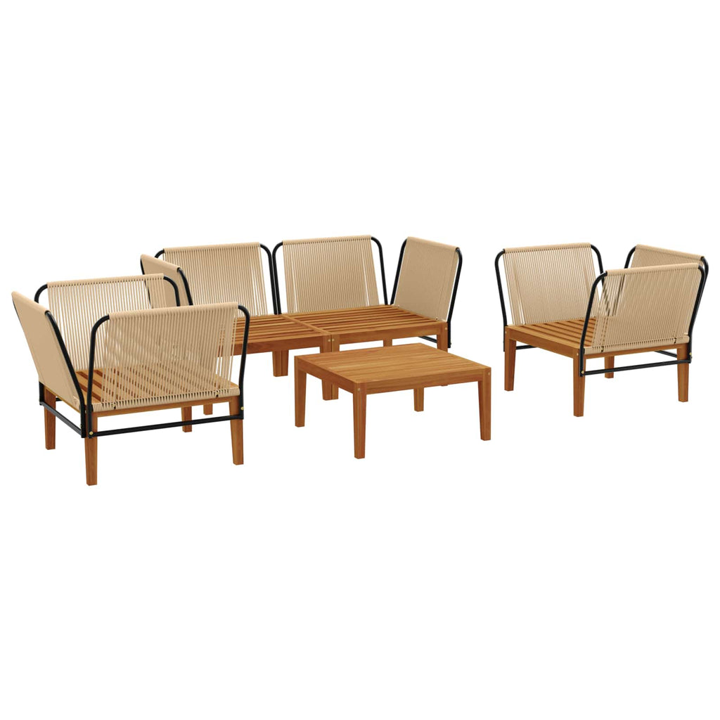 vidaXL 5 pcs Solidne drewno akacjowe i lina naturalny
