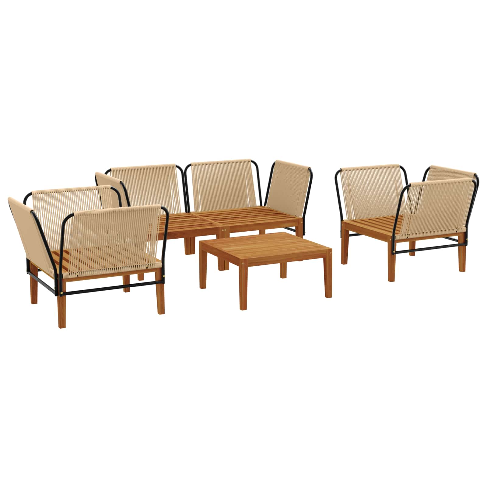 vidaXL 5 pcs Solidne drewno akacjowe i lina naturalny