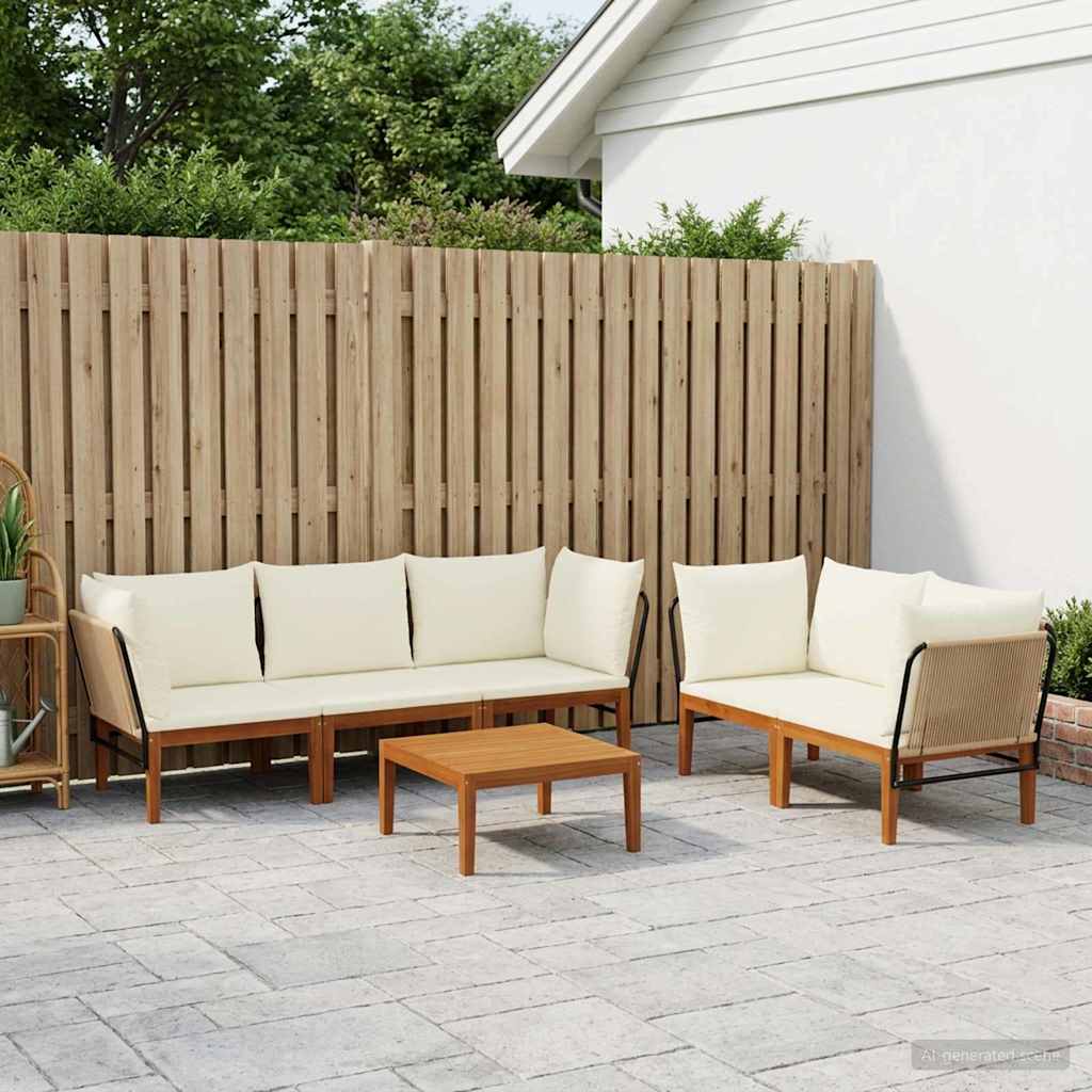 vidaXL 6 pcs Solidne drewno akacjowe i lina naturalny