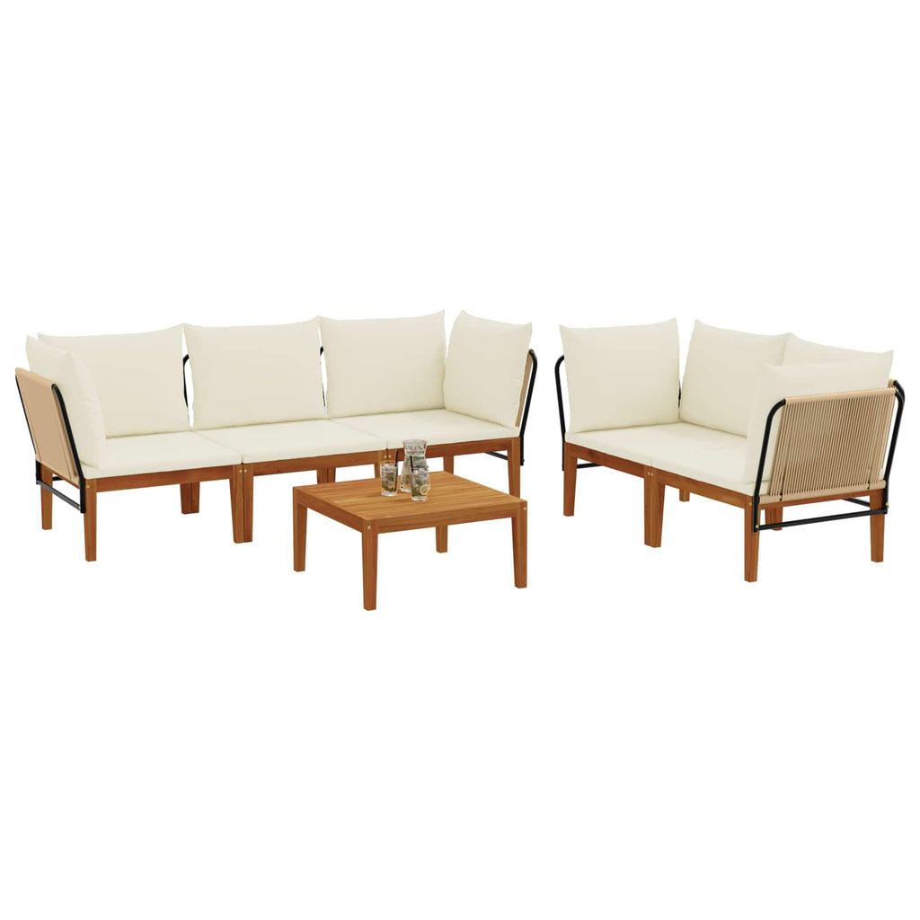 vidaXL 6 pcs Solidne drewno akacjowe i lina naturalny