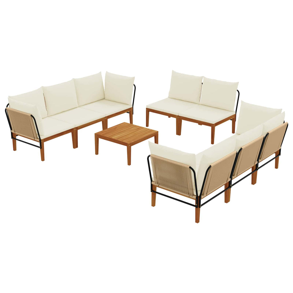 vidaXL 9 pcs Solidne drewno akacjowe i lina naturalny