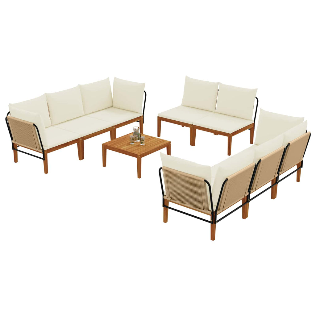 vidaXL 9 pcs Solidne drewno akacjowe i lina naturalny
