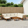 vidaXL 8 pcs Solidne drewno akacjowe i lina naturalny