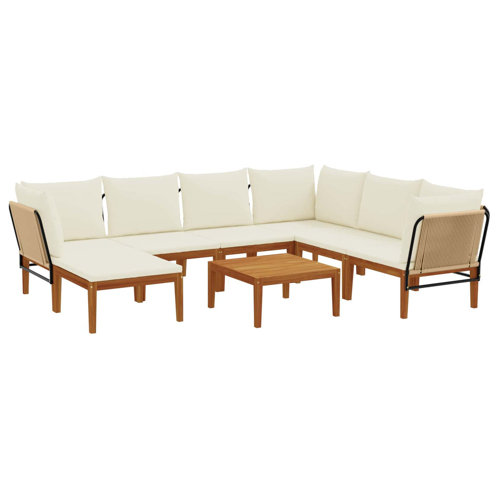 vidaXL 8 pcs Solidne drewno akacjowe i lina naturalny