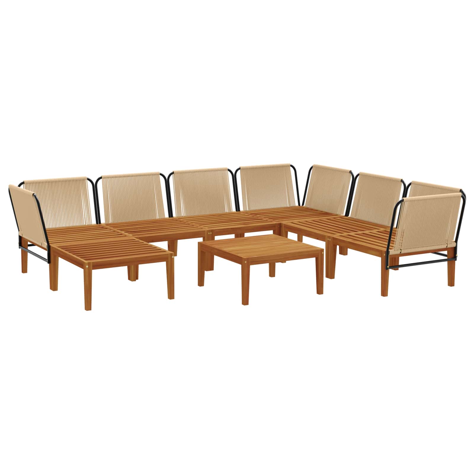 vidaXL 8 pcs Solidne drewno akacjowe i lina naturalny