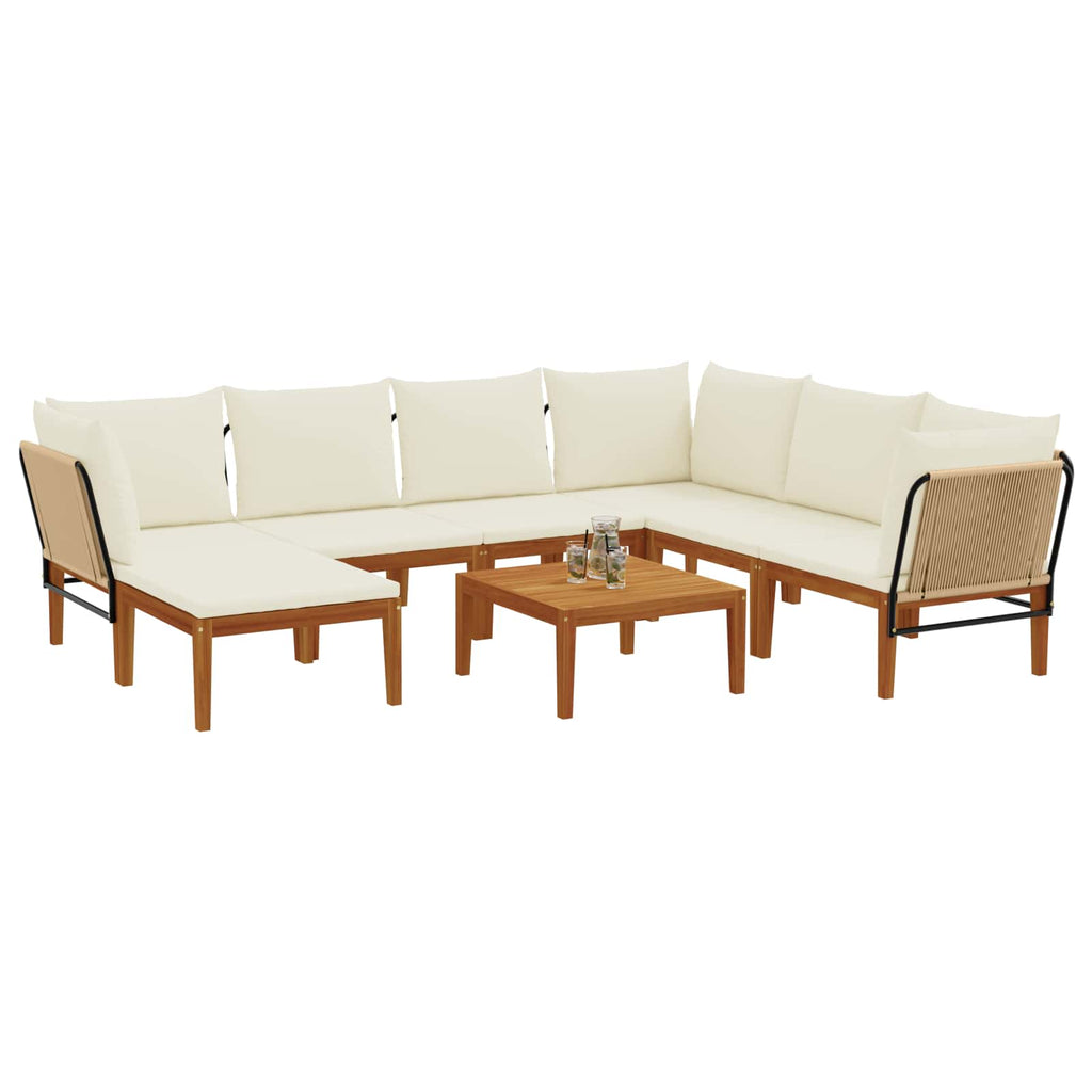 vidaXL 8 pcs Solidne drewno akacjowe i lina naturalny