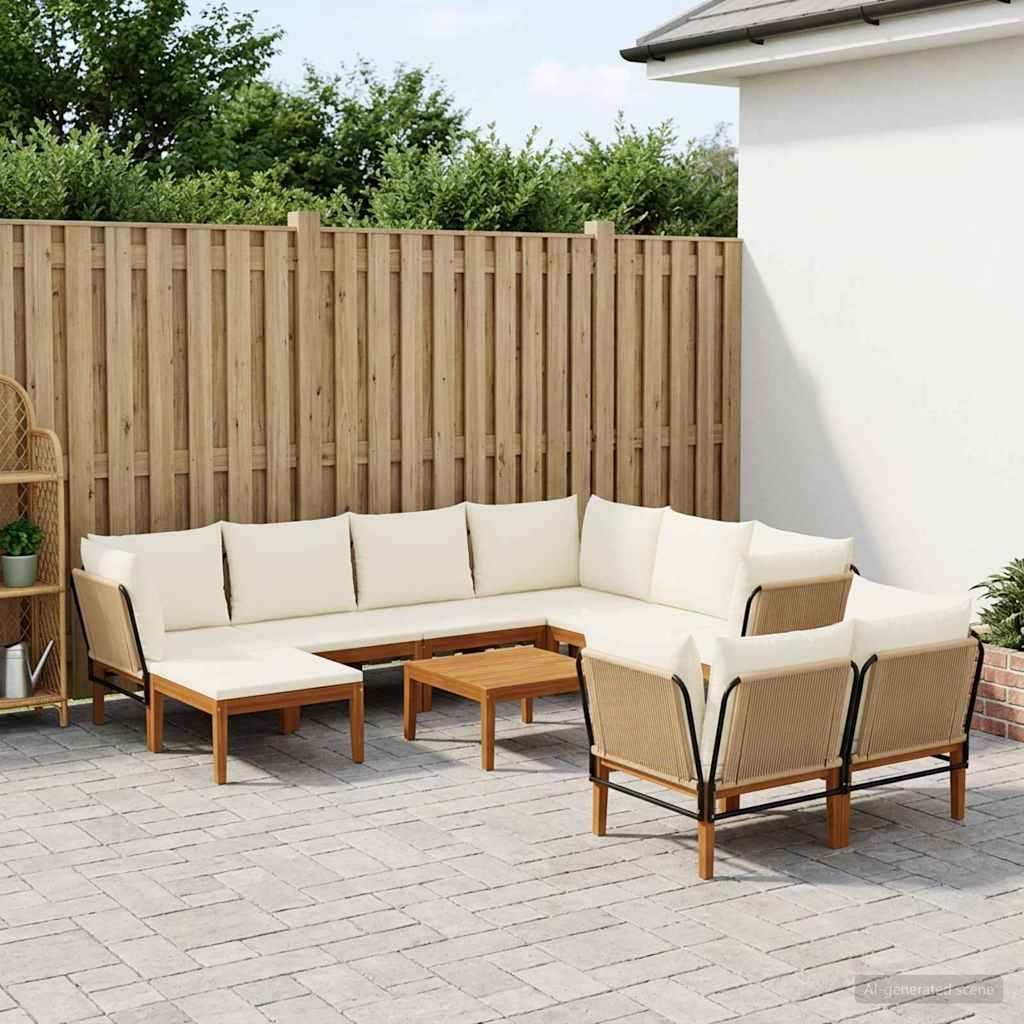 vidaXL 10 pcs Solidne drewno akacjowe i lina naturalny