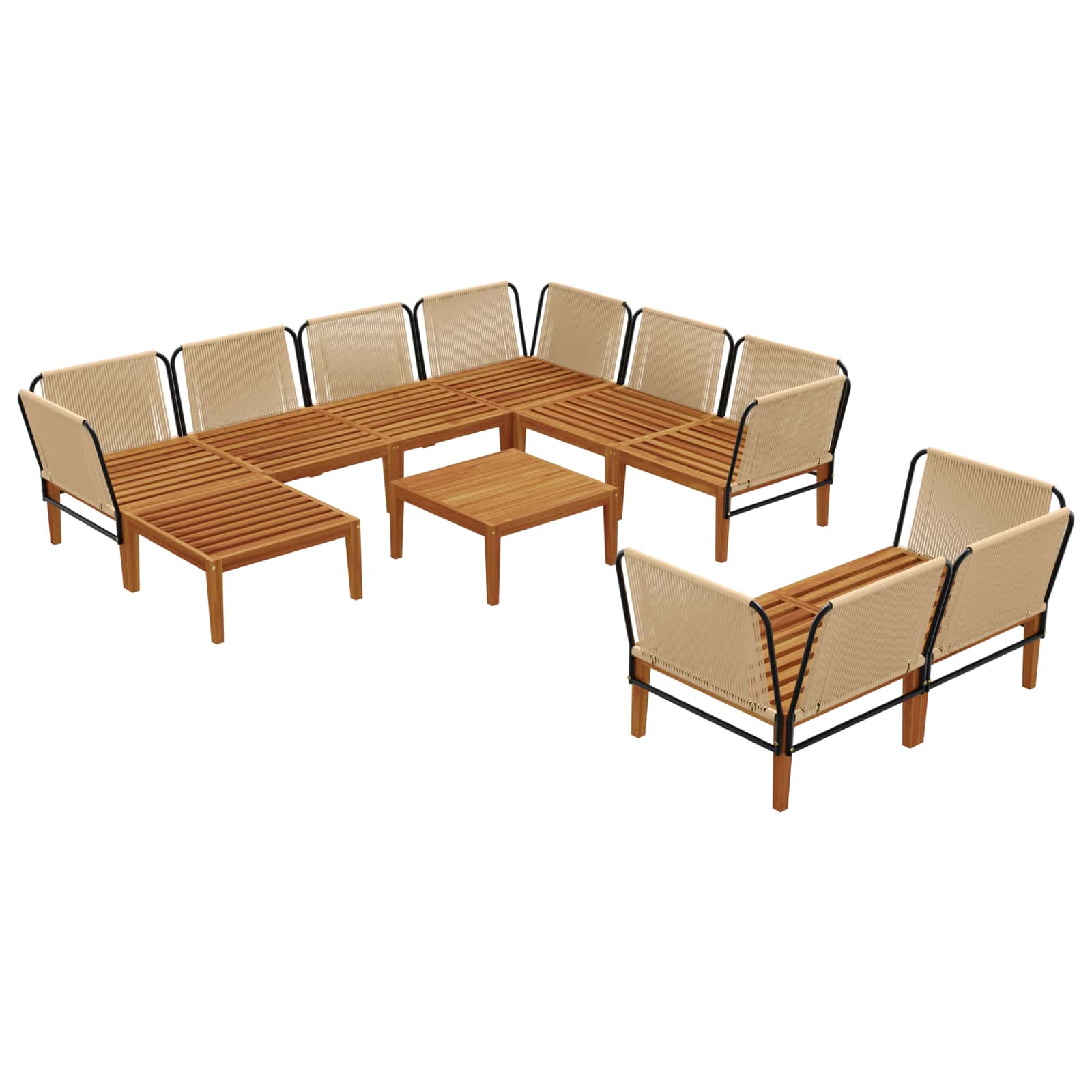 vidaXL 10 pcs Solidne drewno akacjowe i lina naturalny
