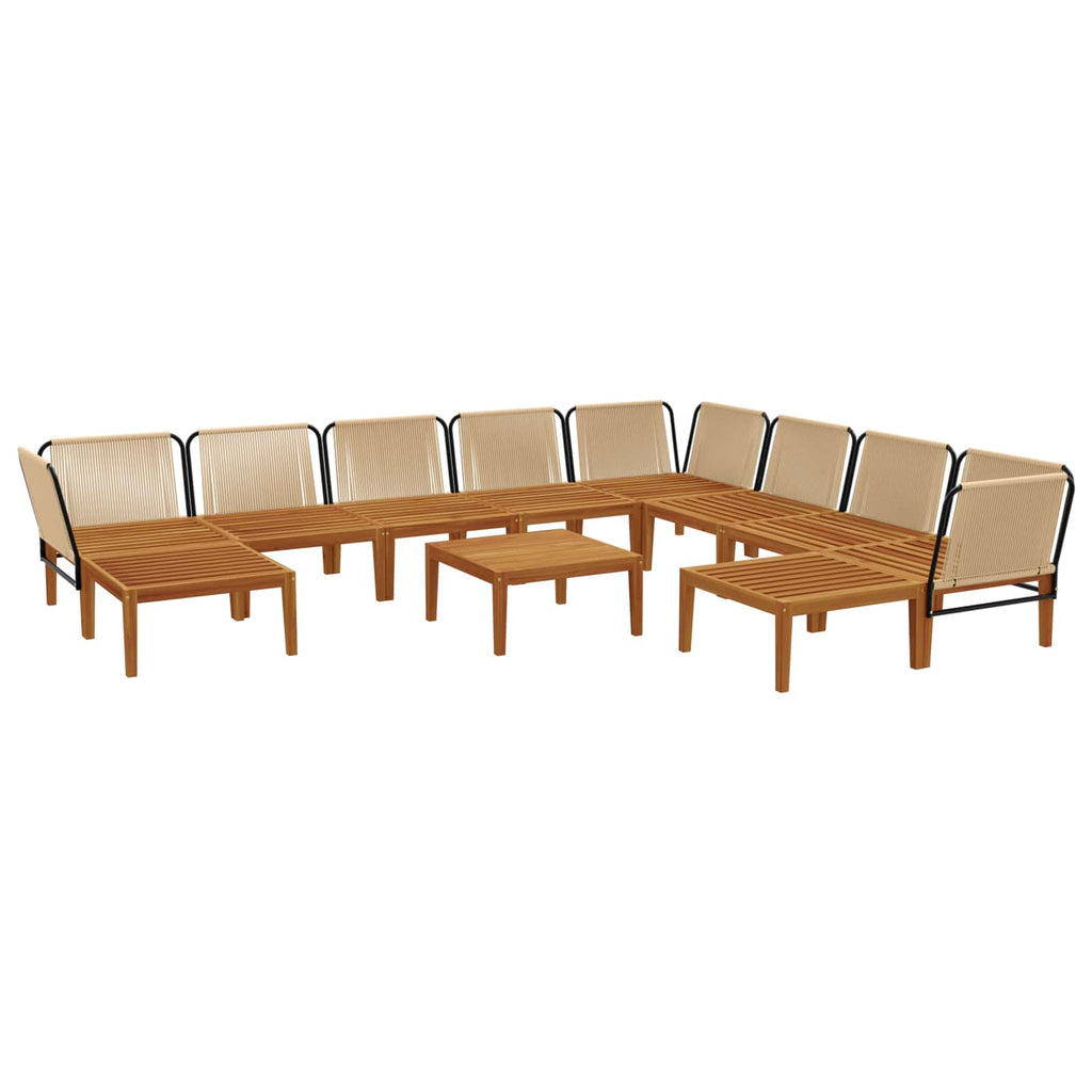 vidaXL 11 pcs Solidne drewno akacjowe i lina naturalny