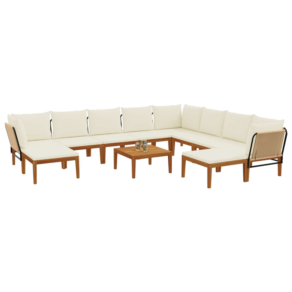 vidaXL 11 pcs Solidne drewno akacjowe i lina naturalny